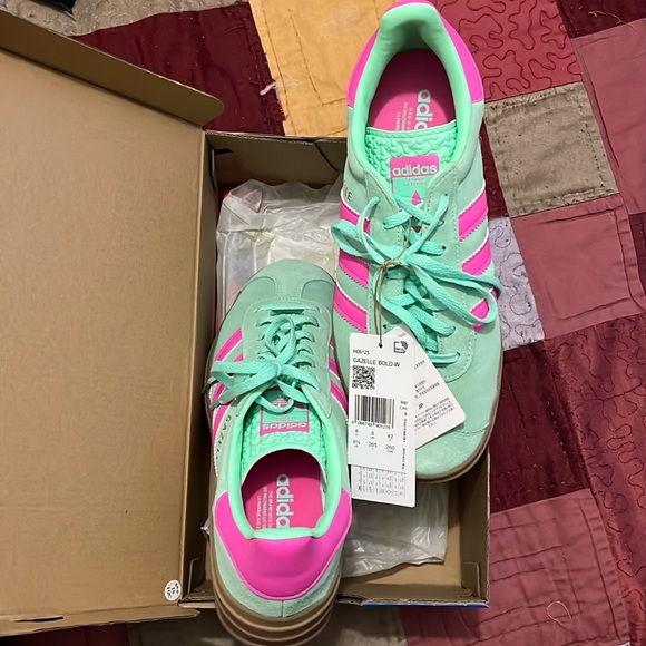 adidas Shoes - Adidas gazelle bold pulse mint pink and gum